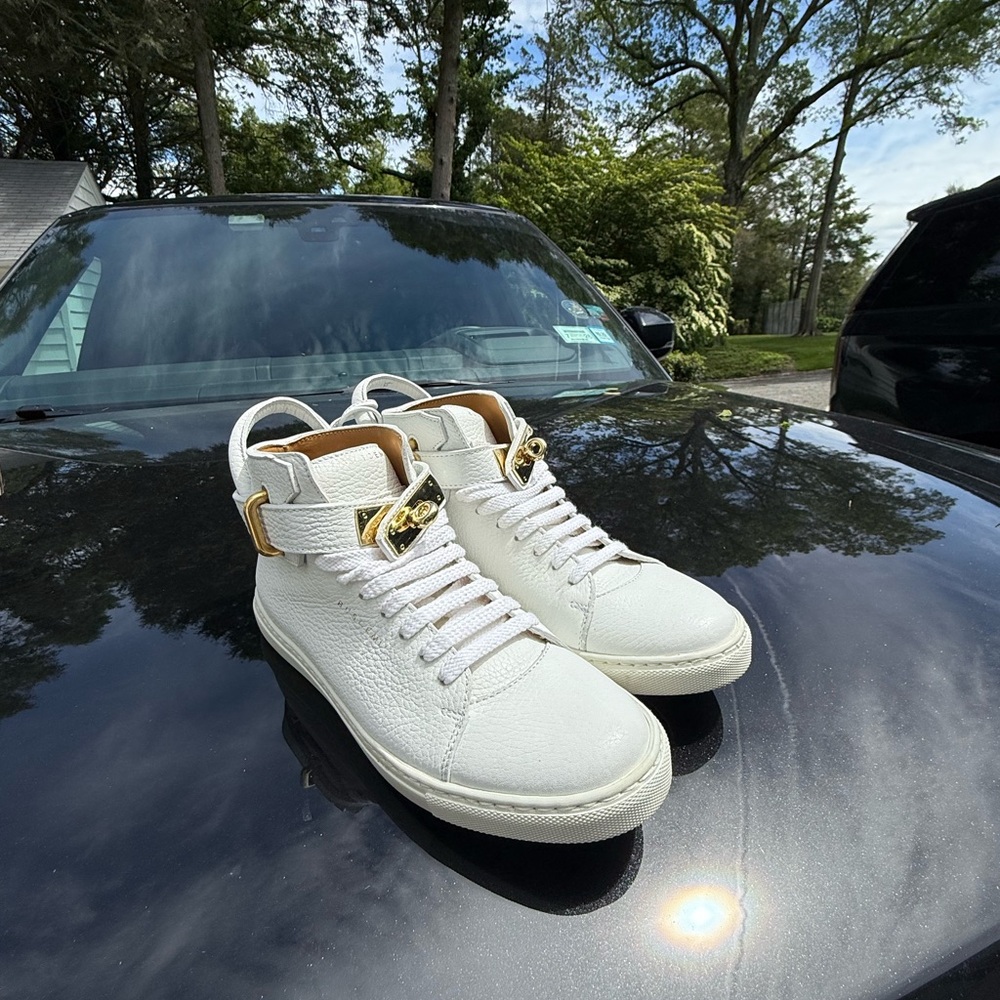Buscemi White High-Top Sneakers with Metallic Accents